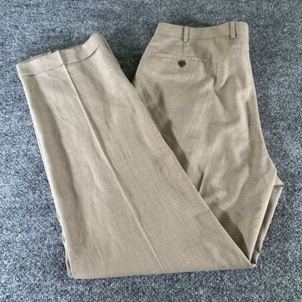 Lauren Ralph Lauren Dress Pants Mens 36x32 Pleated Cuffed Tan Khaki Trousers